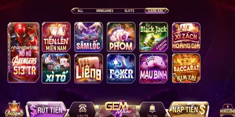 Nhiều loại hình game phổ biến tại nhà cái